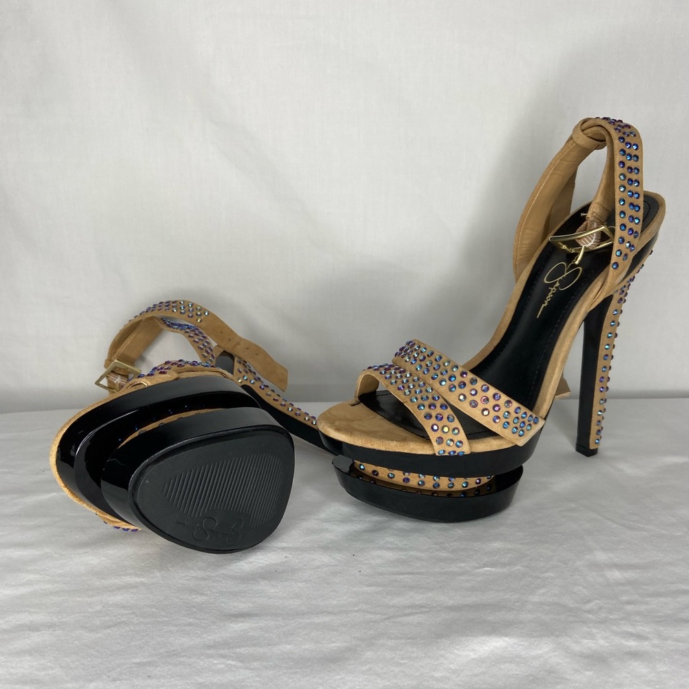 Jessica Simpson tan multi colored sandals size 8
